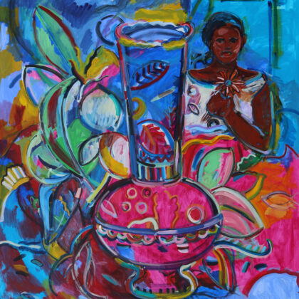 Shirley Woodson_Blue Vase Nocturnal for Toni Morrison_2021_Acrylic on Canvas